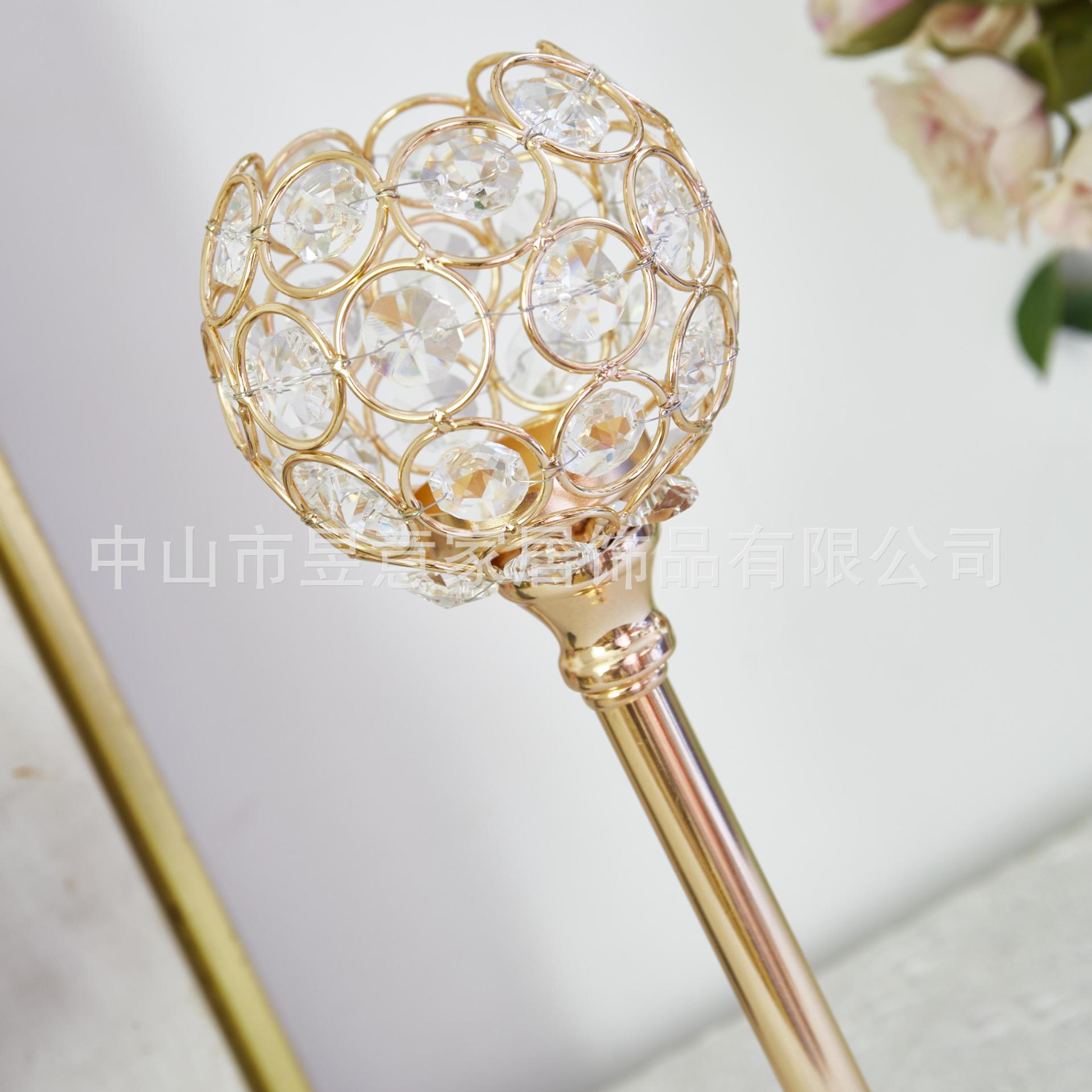 跨境专供创意迷你水晶球形烛台电镀摆件婚庆酒店家居烛光晚餐道具详情12