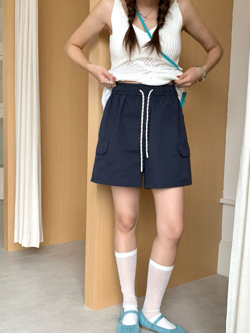 GAGD Japanese-style casual workwear shorts for women, Korean high-waisted loose, slimming, tight-waisted wide-leg shorts pic 11