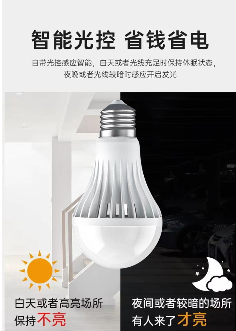 Intelligent sensing LED bulb infrared human body microwave radar sound and light control no-switch wiring balcony corridor light pic 8