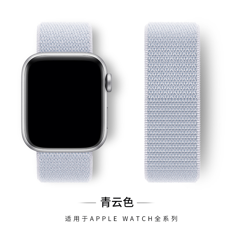 适用苹果表带Ultra2魔术贴Apple iwatch1-10代梅子尼龙回环手表带详情9