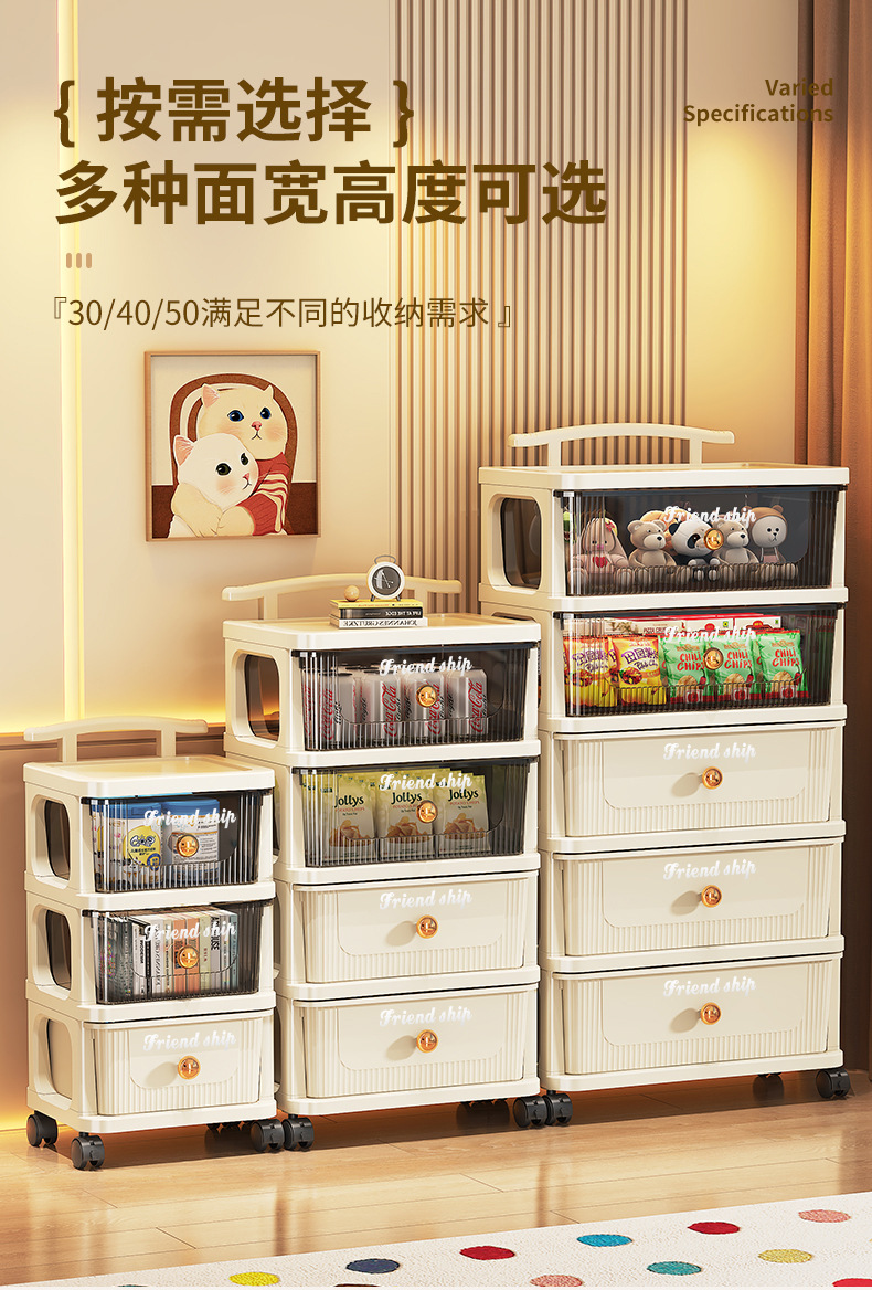 Drawer-type storage cabinet, multi-layer organizing cabinet, storage cabinet, home living room snack cabinet, trolley, storage rack, movable pic 1