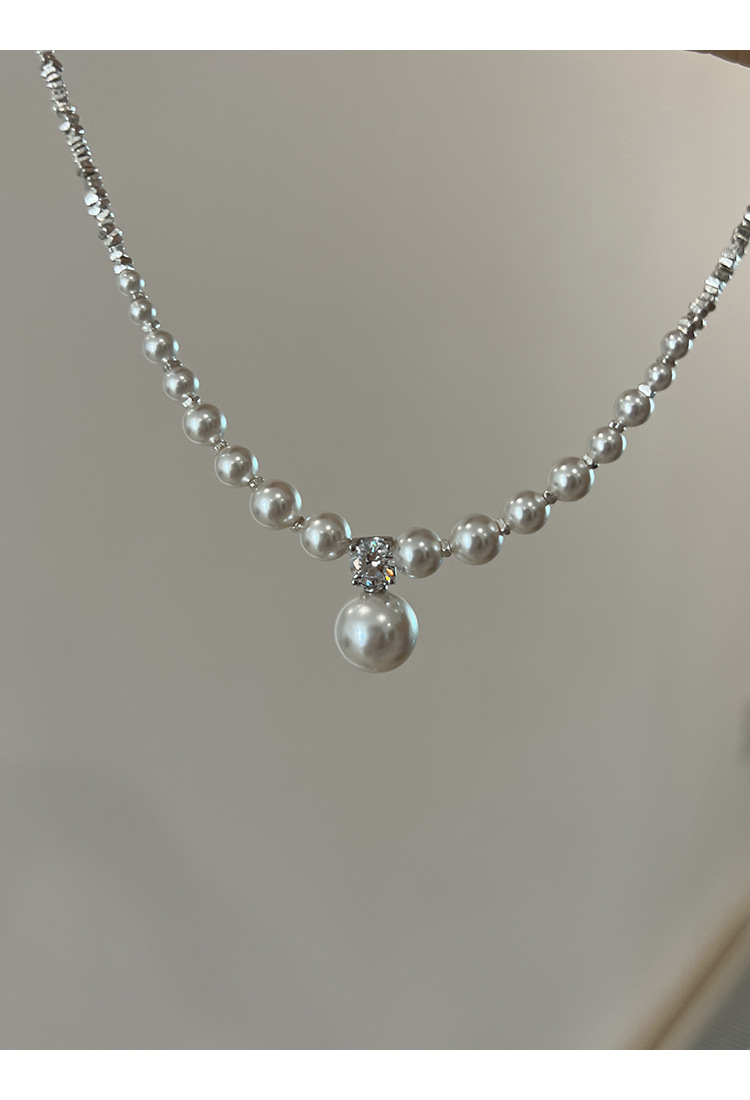 新中式碎银子王妃施家强光珍珠S925纯银渐变项链设计高级感锁骨链详情26