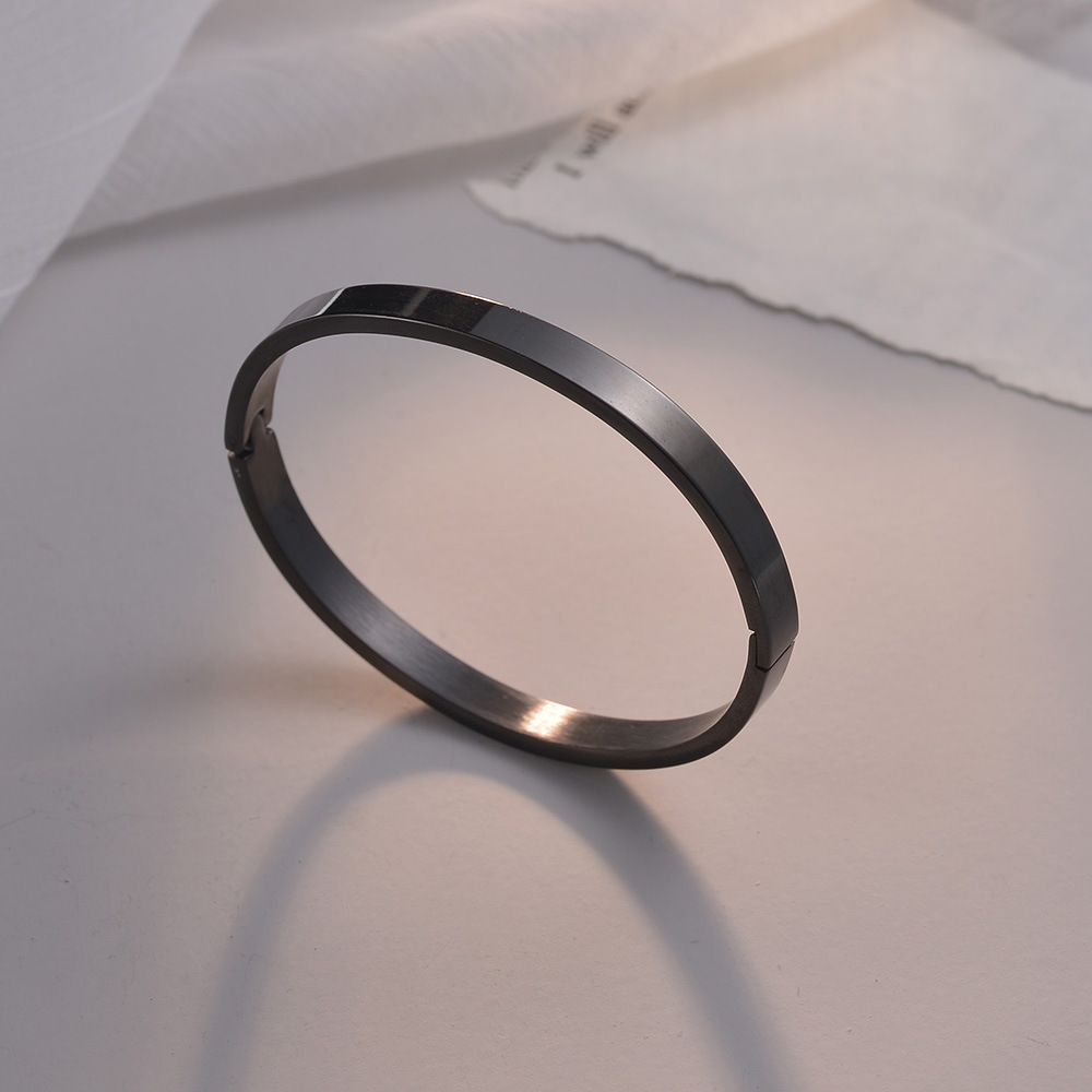 Transfronterizo europeo americano simple brillante hebilla viento frío 4mm6mm ancho chapado en oro pareja brazalete de acero inoxidable pic 10