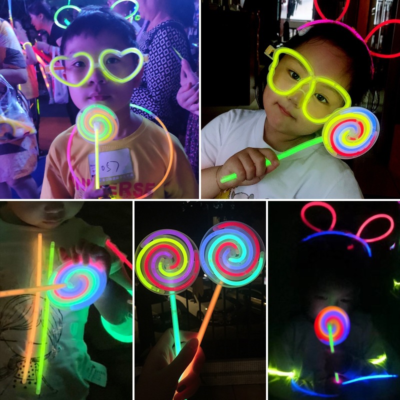 荧光棒棒糖可转动风车夜光发光地摊儿童节玩具荧光棒节庆用品厂家详情2