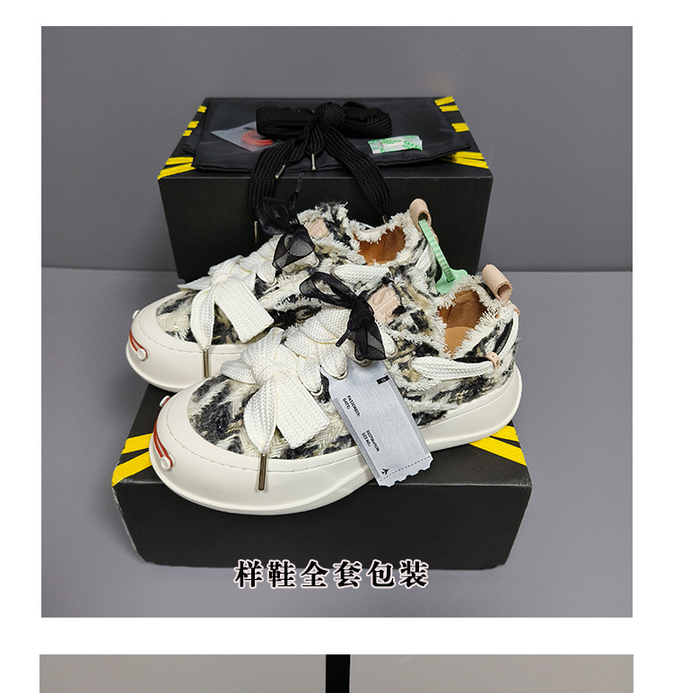 檀健次同款厚底帆布鞋女潮开口笑小白鞋情侣款小众计设运动板鞋男详情9