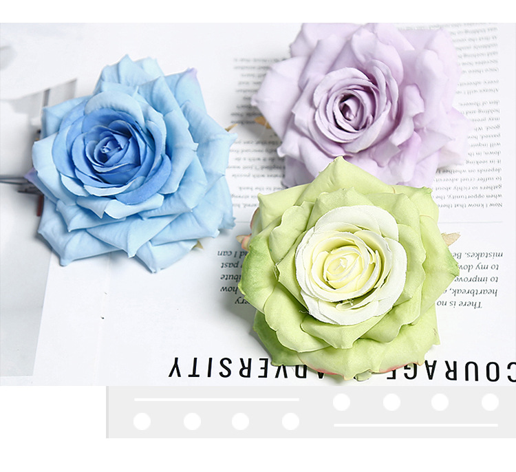 10cm角玫花头仿真花渐变多色ins风手工DIY配件手腕花胸花蛋糕装饰详情6