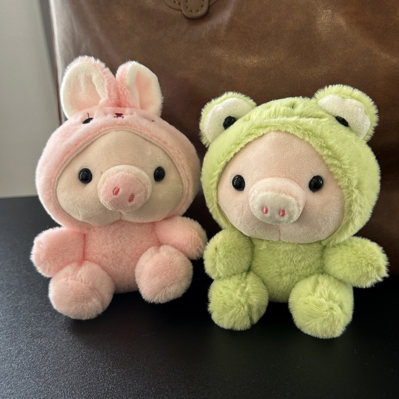 Cute little pig costume dolls, plush toys, little rabbit pendants, keychains, schoolbags, hanging decorations, piggy dolls, frogs pic 4