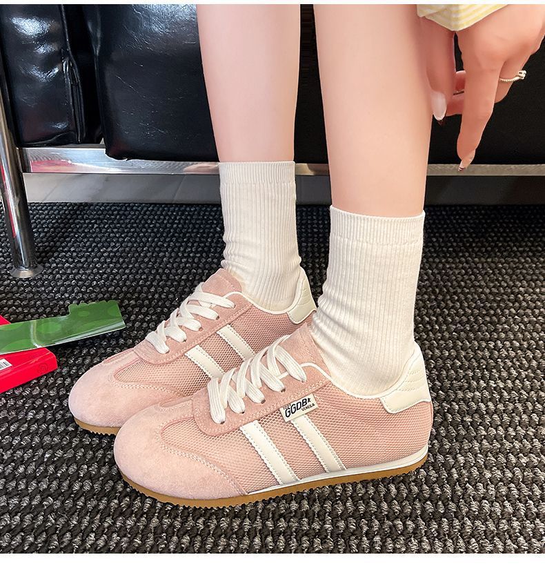 真皮平底小白鞋女鞋2025夏季新款网面德训鞋百搭休闲阿甘运动鞋子详情13