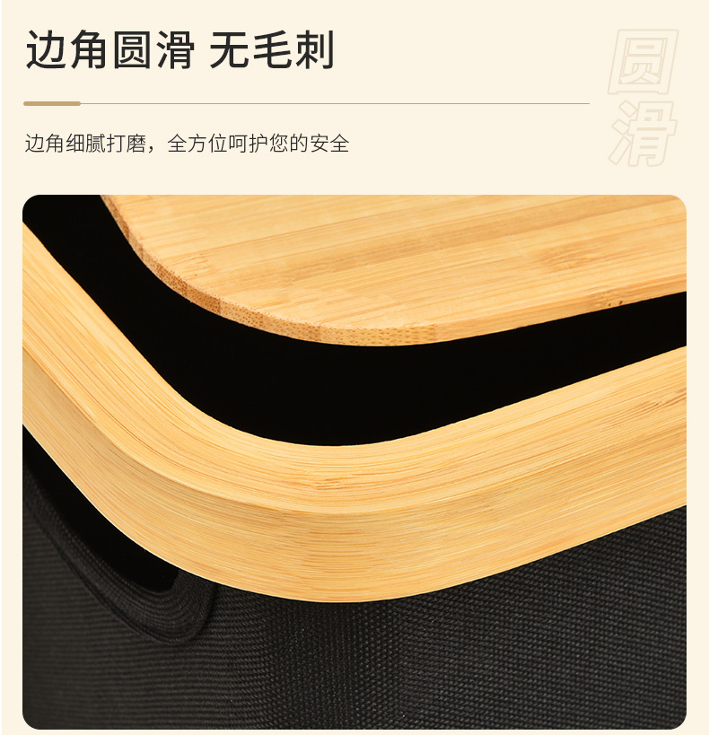 Cross-border fabric storage baskets with bamboo LIDS, bathroom toilet paper storage baskets, home cola bottle recycling storage baskets wholesale pic 9
