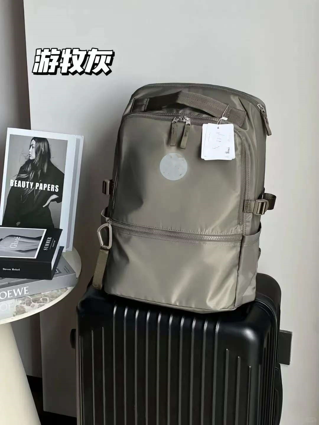 lulu unisex backpack, fashionable nylon backpack, large-capacity student schoolbag, outdoor travel and leisure bag pic 10