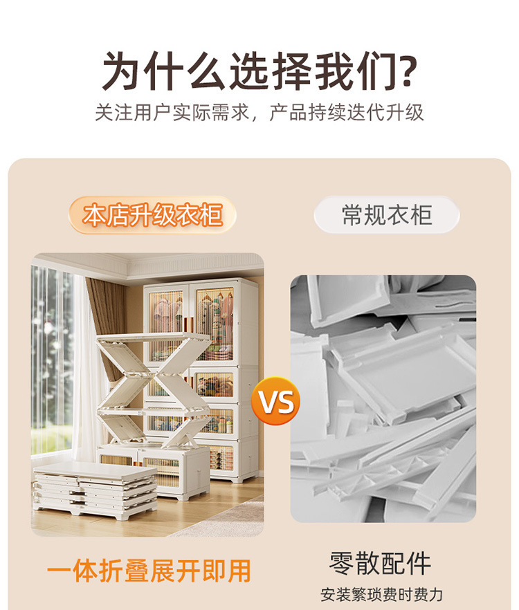 JEKO simple wardrobe storage cabinet is a multi-layer movable and foldable storage cabinet for home bedrooms and living rooms pic 3