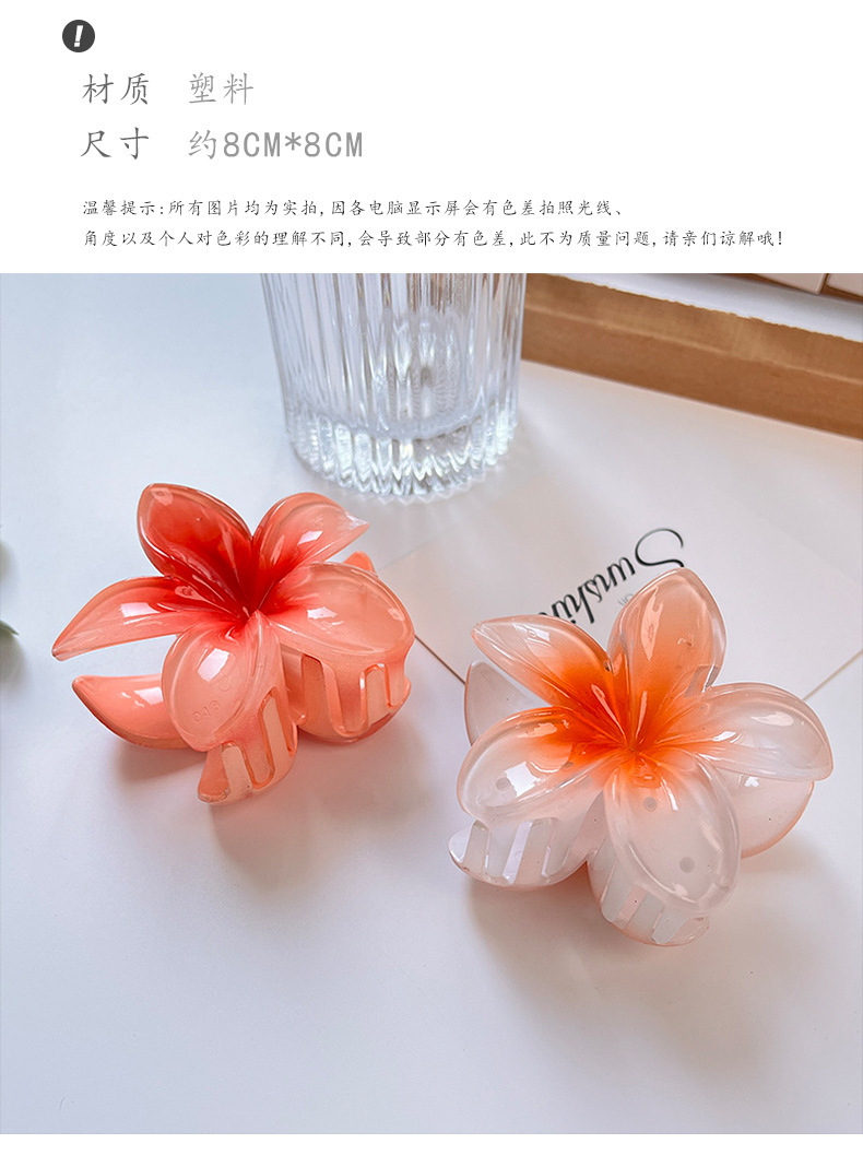 鸡蛋花大号头发抓夹发夹子头饰发卡子女爪夹鲨鱼夹海边拍照摄影用详情2