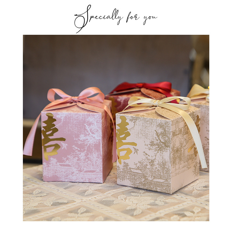 Hot-selling original innovative Chinese-style wedding gift with a high-end feel and a traditional Chinese style, featuring ink-wash painting wedding candies in empty boxes pic 10