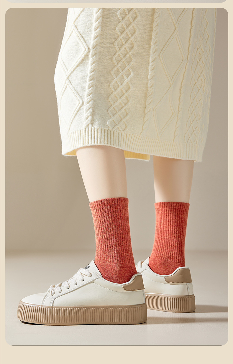 诸暨女士中筒棉袜 纯棉袜子春秋季休闲运动吸汗防臭抗菌透气女士棉袜秋季款详情18