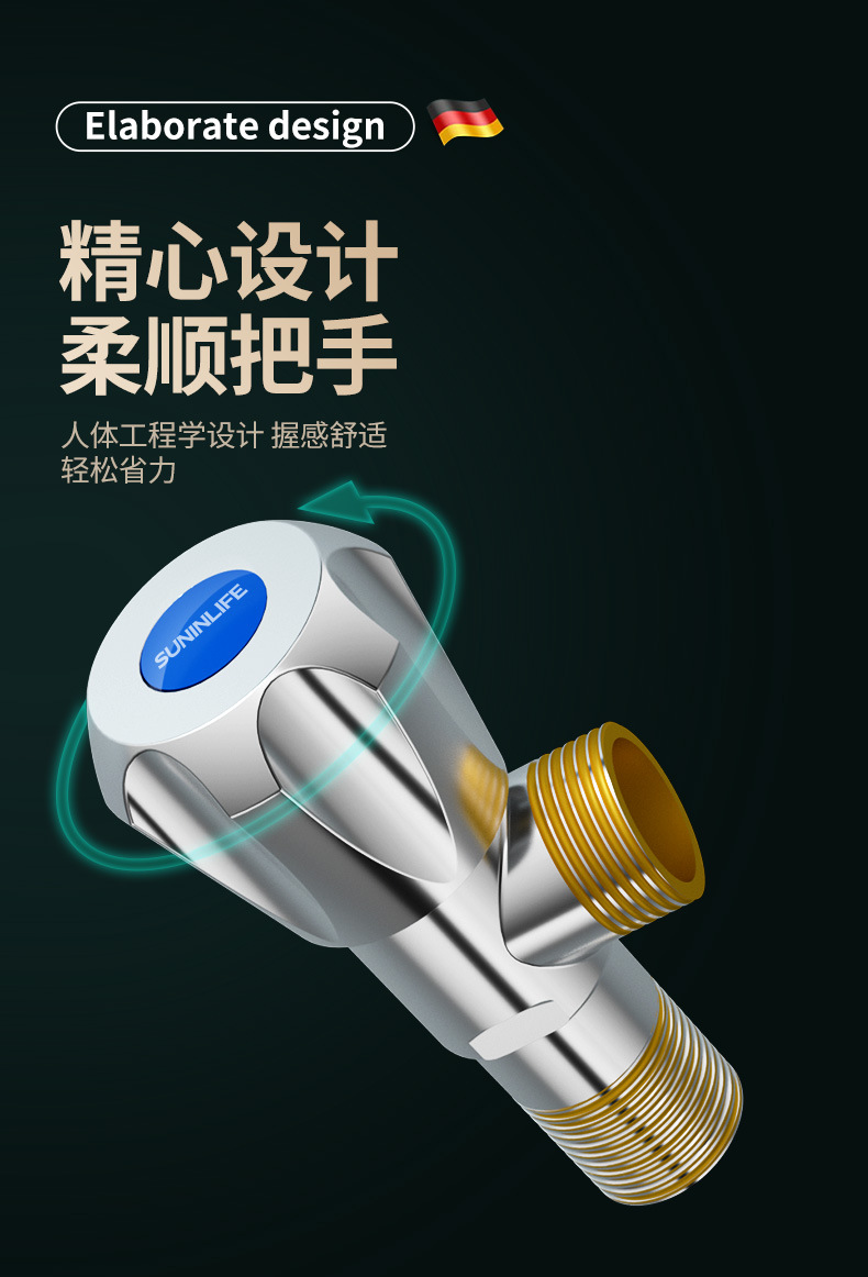 起点如日 角阀冷热水进水阀热水器快开关进水止水阀不锈钢三角阀详情10