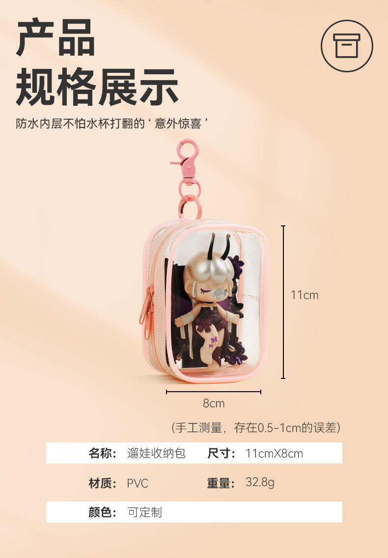 遛娃包 pvc高透胶骨立体晒娃包痛包封闭式透明盲盒展示收纳袋详情3