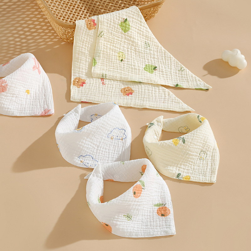 Toalla triangular toalla de babeo para bebés y niños babero de gasa de algodón babero antiescupir de leche 4 capas fina toalla triangular de algodón de verano pic 5