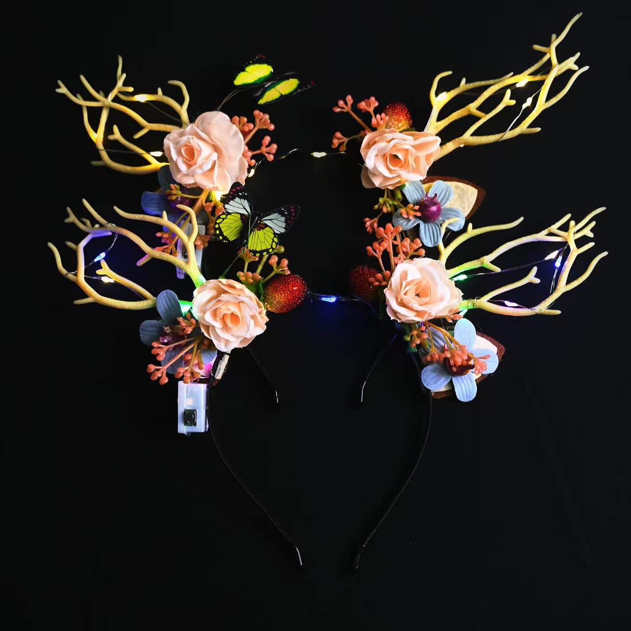 Big antler headbands, night market, glowing toys, shining headbands, Christmas reindeer flower fairy headwear wholesale pic 6