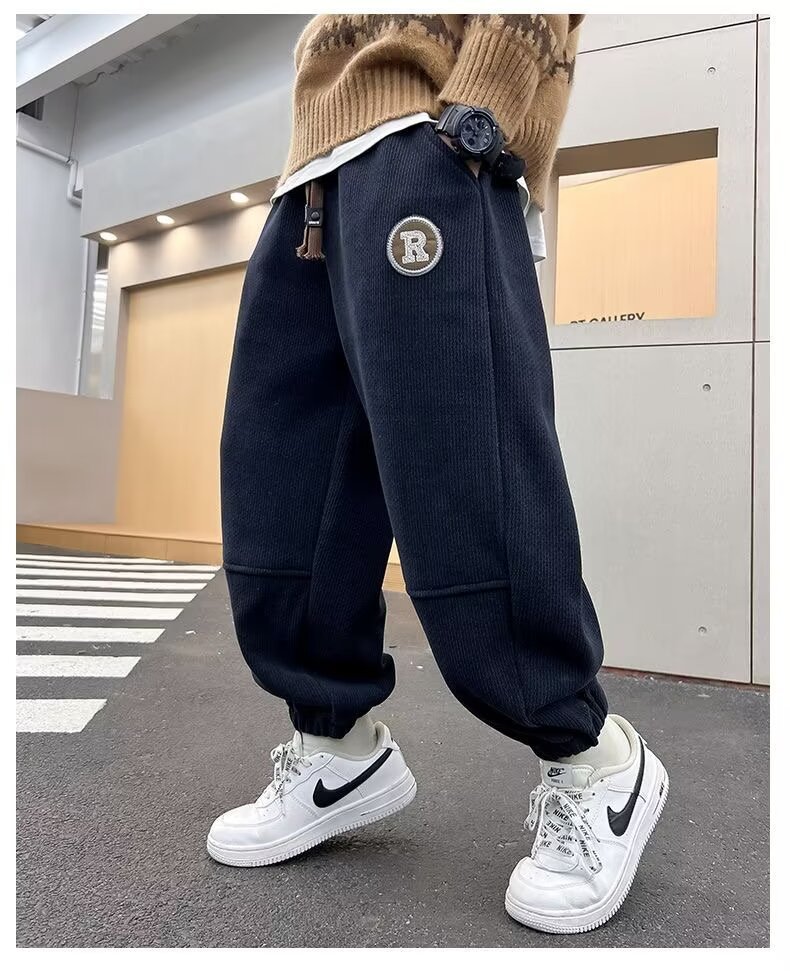 男童冬季加绒裤子秋冬款2023新款儿童棉运动裤一体绒中大童厚卫裤详情16