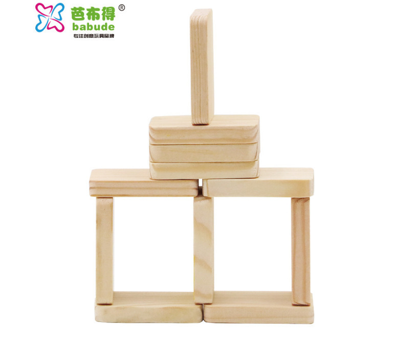 儿童早教启蒙木质积木宝宝认知玩具桶装100片汉字数字多米诺批发详情7