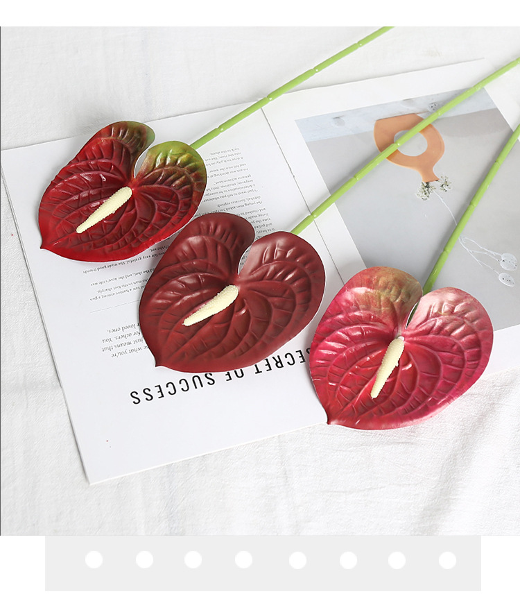 仿真单枝红掌3D打印手感胶片婚庆软装插花火鹤掌工艺品批发仿真花瓣家居装饰详情7