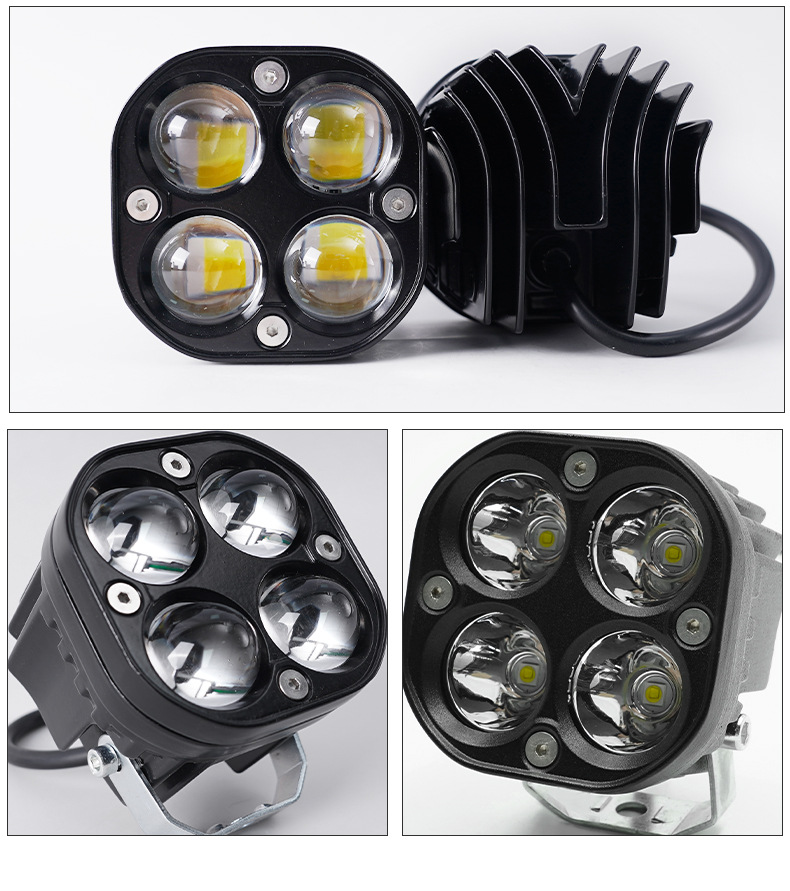 新款汽车LED摩托车射灯电动车灯四叶草射灯聚光双色3寸射灯详情15