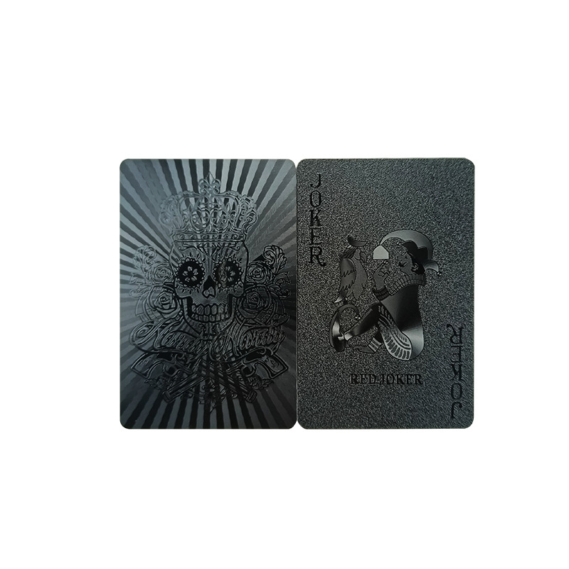 厂家现货金箔土豪纯黑色扑克 德州塑料防水骷髅头出口跨境货源详情7