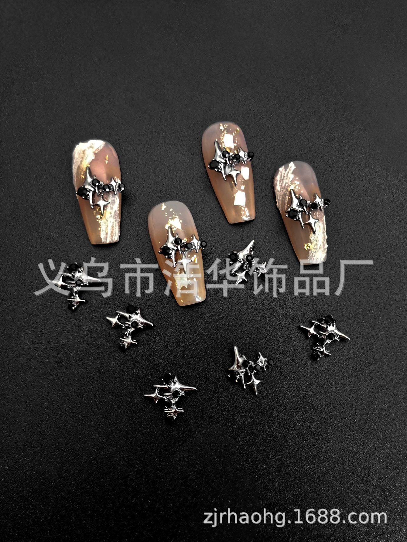 Punk-style Halloween cross alloy nail accessories, star moon heart-shaped nail accessories, nail drill wholesale pic 9