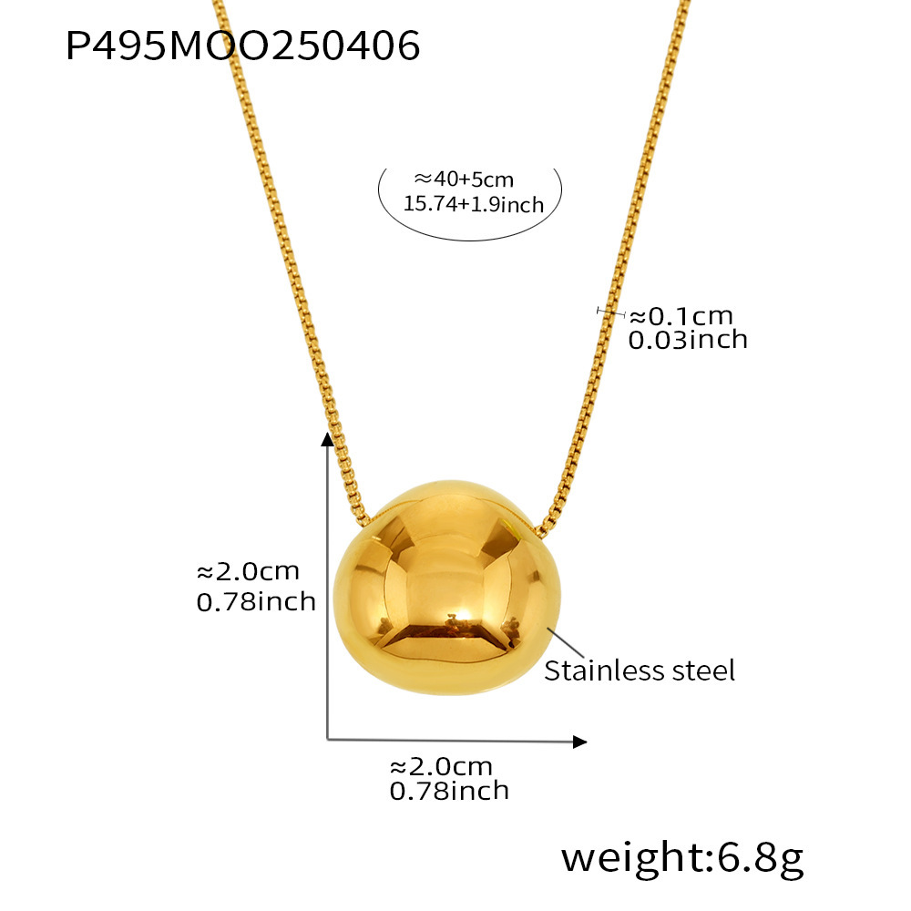 谜丽 欧美风简约圆形吊坠项链不锈钢18K真金轻奢通勤颈链百搭配饰详情10