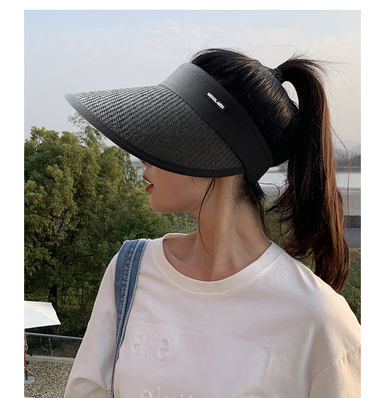 新款女士夏季可调节大沿防紫外线遮阳帽子户外运动塑料防晒空顶帽详情13
