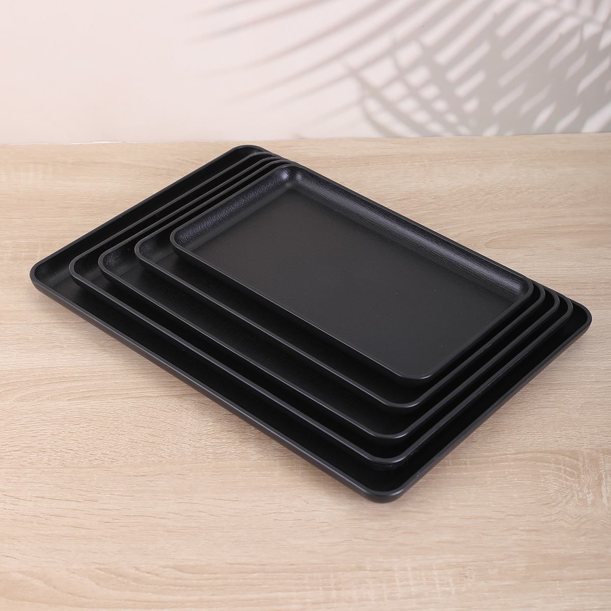 New Korean-style plastic tray, simple pure black square plastic tray, hotel and guesthouse tea tray, canteen food delivery tray pic 1
