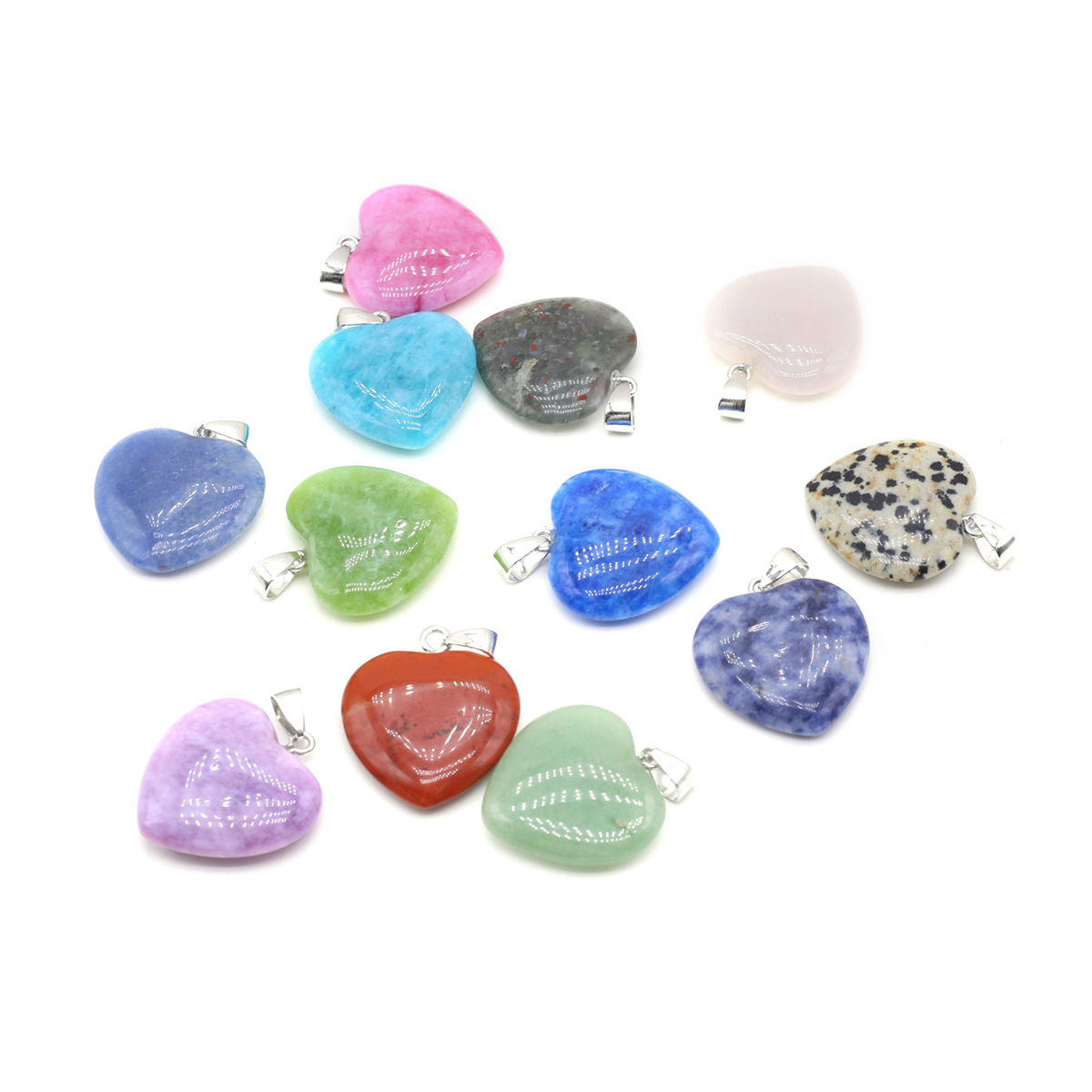 Wholesale of light luxury and niche design natural stone heart-shaped pendants and colored gemstones pic 1