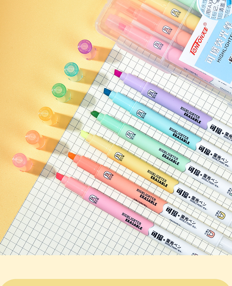 Tianfeng 239D Erasable highlighter pen for marking key points, note-taking and journal-making pen, multi-color highlighter pen wholesale pic 6