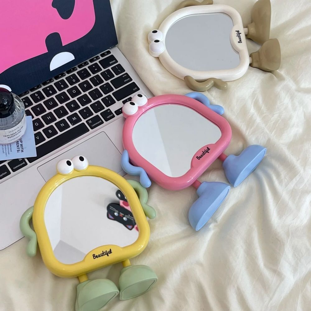 学生宿舍桌面化妆镜可爱卡通小镜子高清办公室台式可立梳屏齐镜子详情2