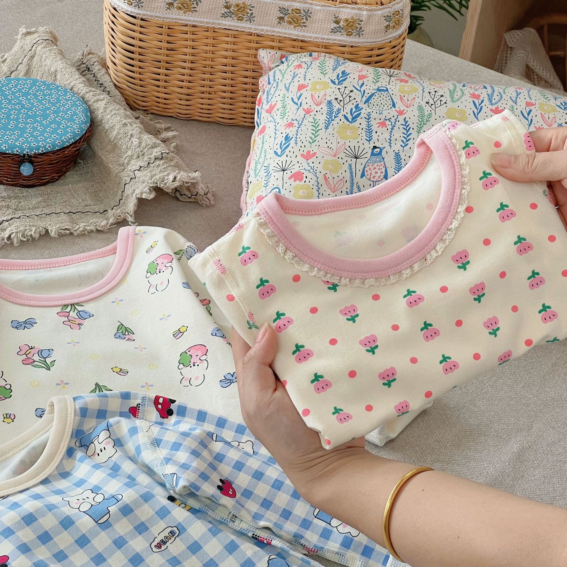 A类纯棉男女童宝宝秋季家居服内衣套装韩版无感印花睡衣秋衣秋裤详情28