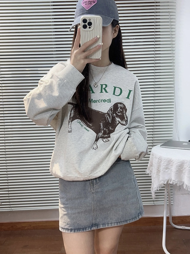 现货韩国潮牌Mardi卫衣女小雏菊24新款印花圆领上衣一件代发详情24