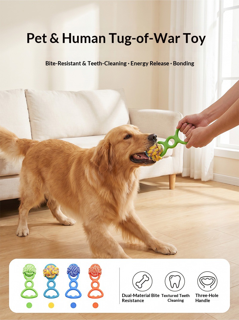Macaron multi-color pet drawstring knot toy, wear-resistant cotton rope, dog to relieve boredom, teeth grinding, biting pet daily necessities pic 3