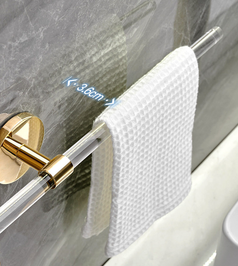亚克力毛巾杆免打孔挂架卫生间浴室浴巾架拖鞋架毛巾架单杆轻奢风详情13