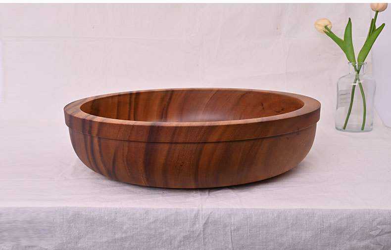 整木圆形复古风相思木碗木头日式沙拉碗实木装汤碗量大从优详情24