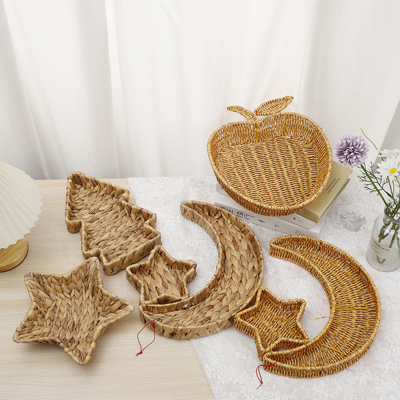 Multi-functional solid wood fruit box, Vietnamese snack decoration fruit plate, plastic electroplated acrylic printed soup plate, 8-inch tableware set pic 1