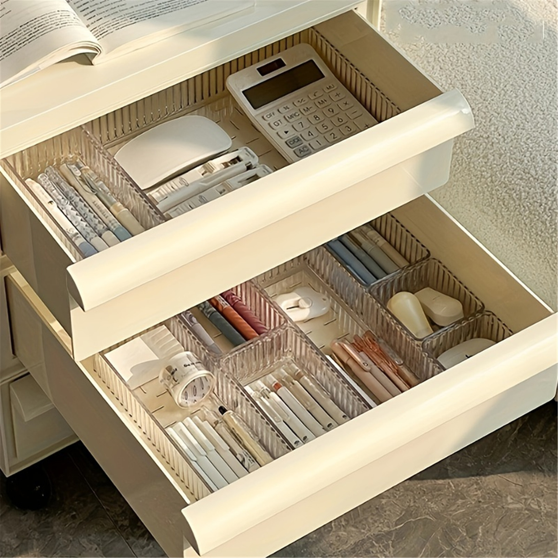 TEMU 希音PET抽屉式内置收纳盒化妆品桌面透明透明收纳盒轻奢收纳详情6