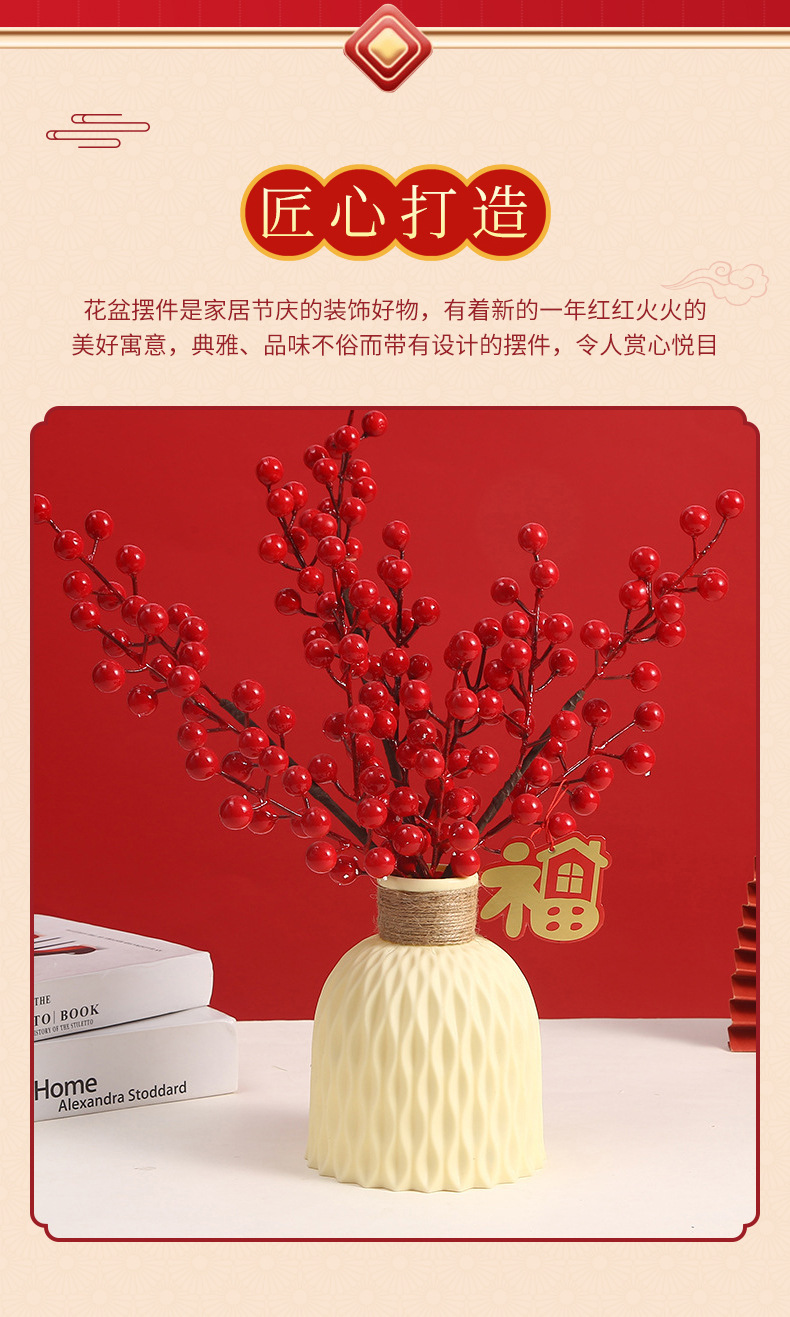 Wholesale of direct sales of imitation ceramic plastic decorative vases, PP living room ornaments, pineapple pattern flower POTS and imitation vases pic 7