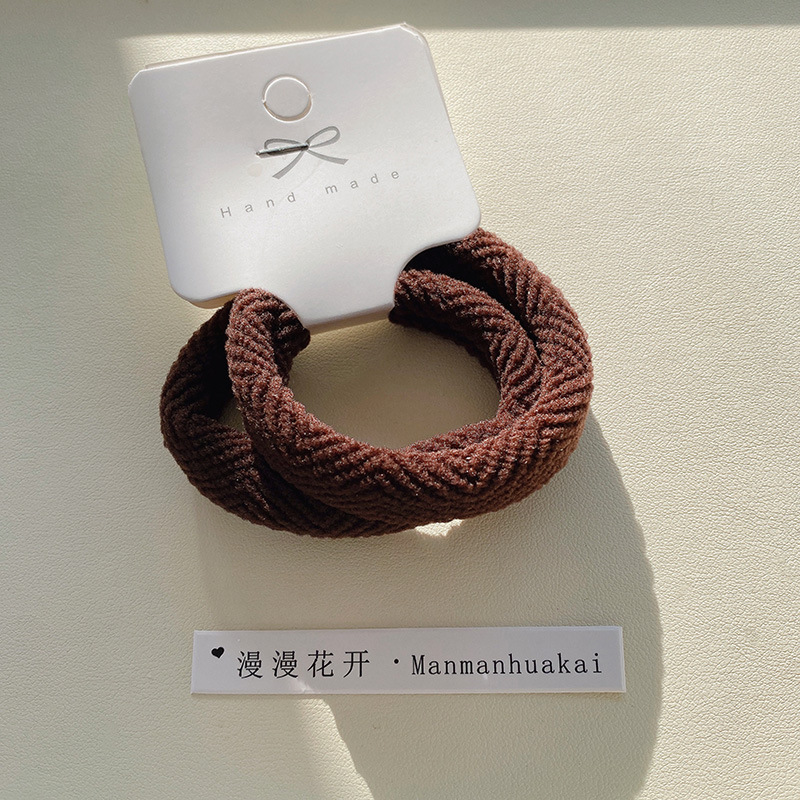 Wholesale of 2-piece high-quality Korean-style high-elasticity printed towel loops and hair bands, simple and elegant hair ties, and leather bands pic 4