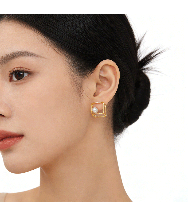 Hyacinth Korean minimalist style stud earrings, internet-famous, super fairy-like, versatile pearl earrings, fashionable and versatile geometric earrings pic 8