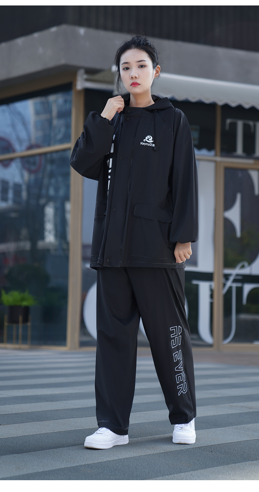 Wholesale raincoat and rain pants set, rainproof for outdoor motorcycles, electric bikes, takeout and riding, reflective split raincoat pic 23