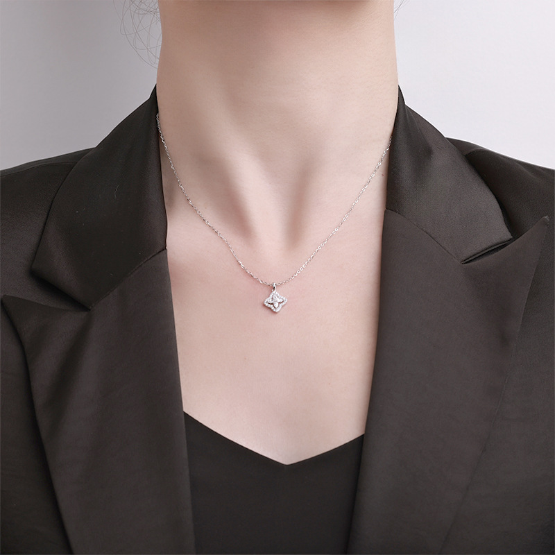 S925 All-silver Swan Kiss Heart Necklace for Women, 26 new style gourd pendant love bouquet necklace pic 35
