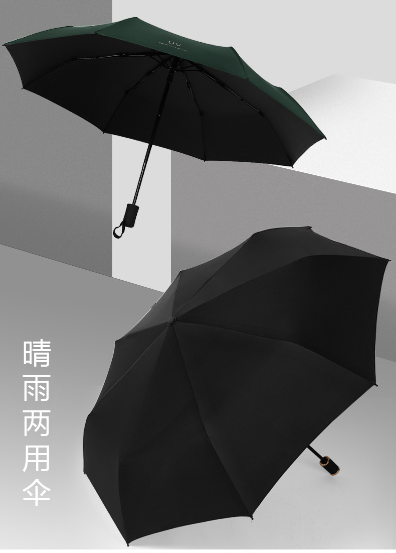 UV黑胶防晒遮阳伞晴雨两用雨伞折叠太阳伞印制logo广告伞批发详情5