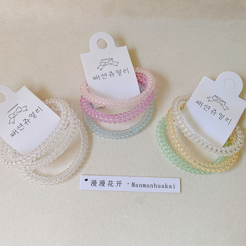 Three-piece set of transparent jelly telephone line hair band, simple and shiny candy, new Korean-style hair tie, fashionable and simple hair accessory pic 4