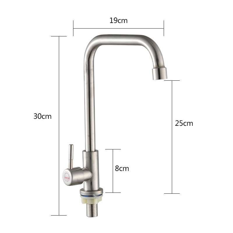 Kitchen single-cooling faucet, single-pipe cold water, 304 stainless steel sink, sink, ball bearing faucet, bathroom wholesale pic 21
