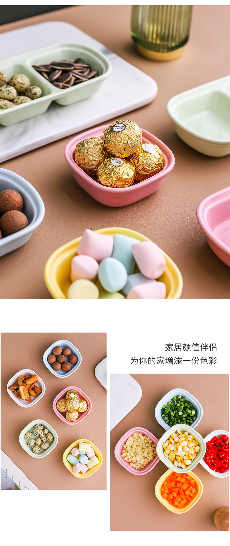Ceramic snack plates, Nordic-style glazed soy sauce plates, dipping sauce vinegar plates, two, three or four compartments ceramic seasoning plates pic 11